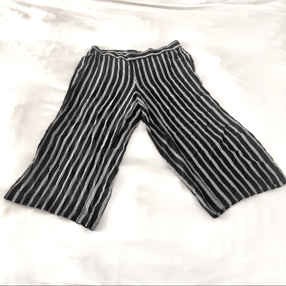 NWOT LOFT Plus Wide Leg B&W Pinstripe Trousers 🖤